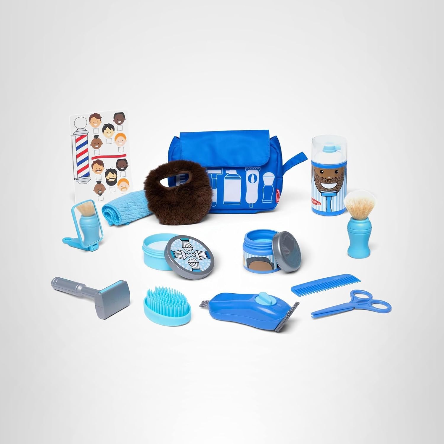 Melissa &amp; Doug Juego de simulación de barbería para niños (16 p...