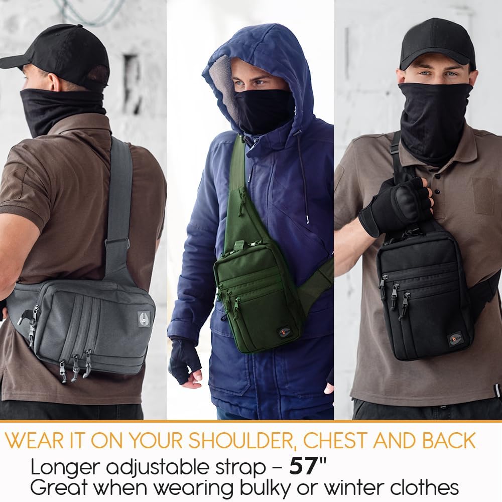 TECEUM Bolso táctico \u2013 Bandolera de hombro y pecho con funda p...