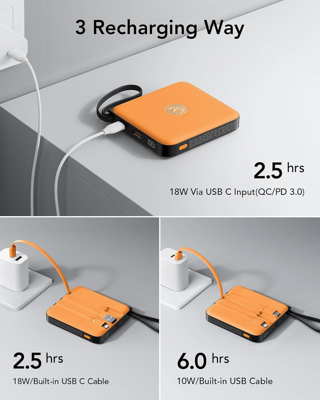 VRURC Cargador portátil USB C para iPhone, banco de energía delgado...