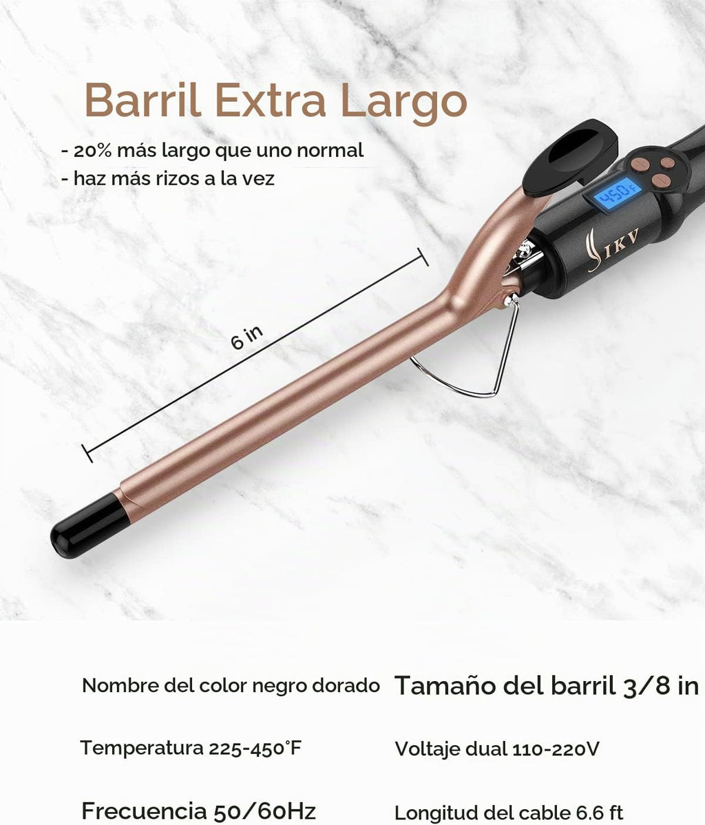 Rizador pequeño de 3\/8 pulgadas, varita rizadora fina para cabello...