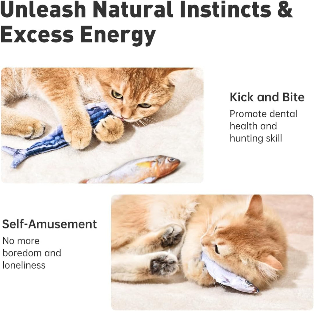 Petgravity - Juego de 3 juguetes para gatos, peces realistas y de t...