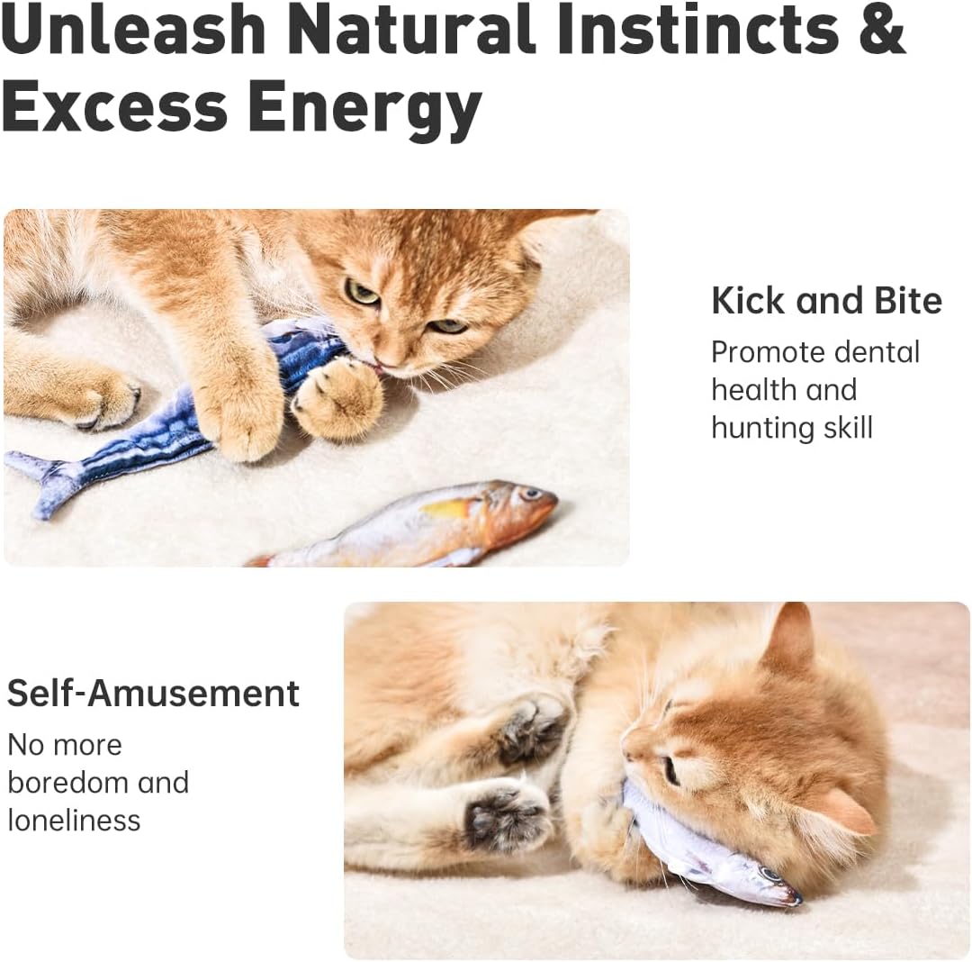 Petgravity - Juego de 3 juguetes para gatos, peces realistas y de t...