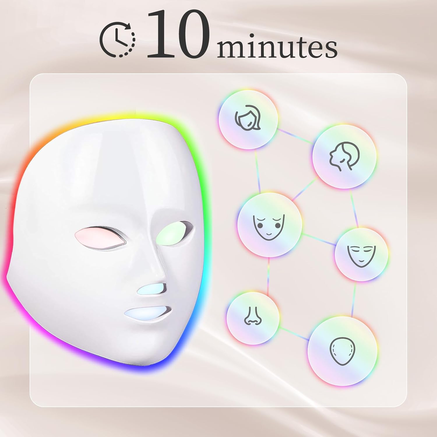 SDKWDH Máscara facial LED terapia de luz, máscara de terapia de luz...