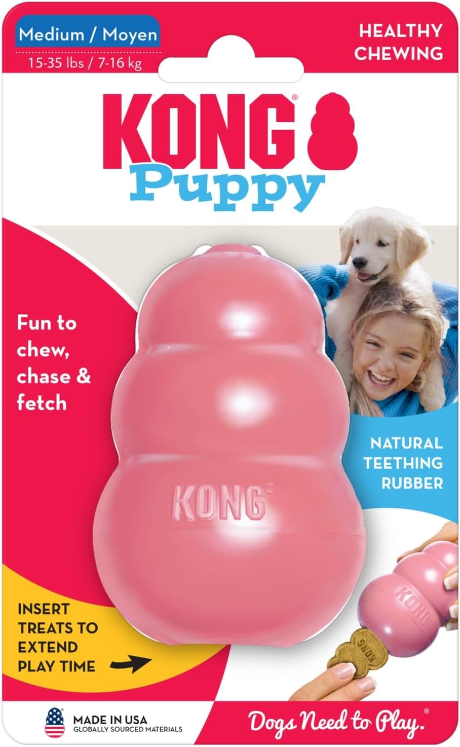 KONG - Juguete para cachorros de goma natural para dentición - Dive...