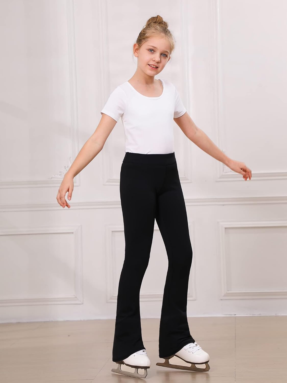 Stelle Pantalones de patinaje artístico para niñas con clip de bota...