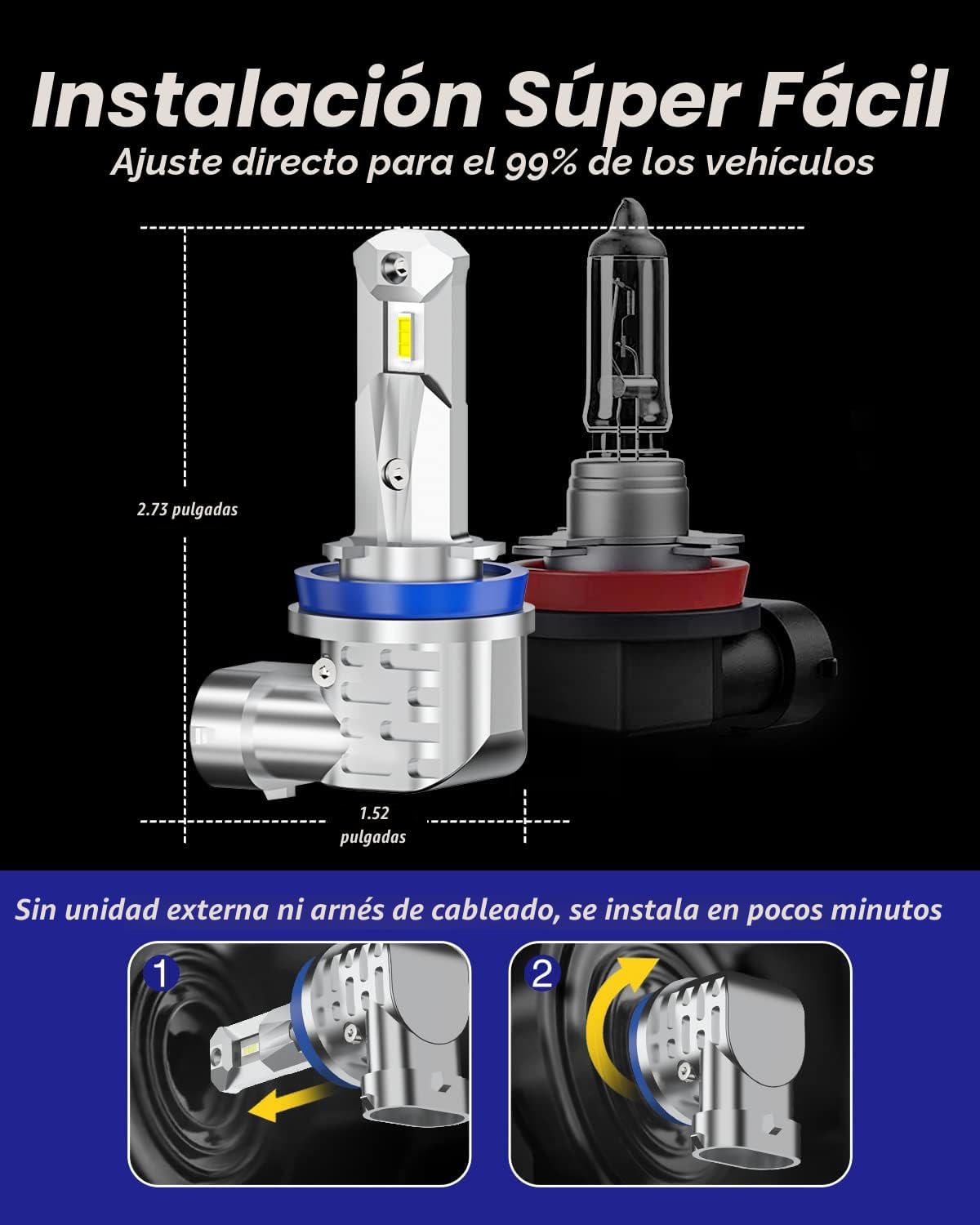 AUTOONE Bombillas LED H11\/H9\/H8 9005\/HB3 Combo 6000K Blanco 1000...