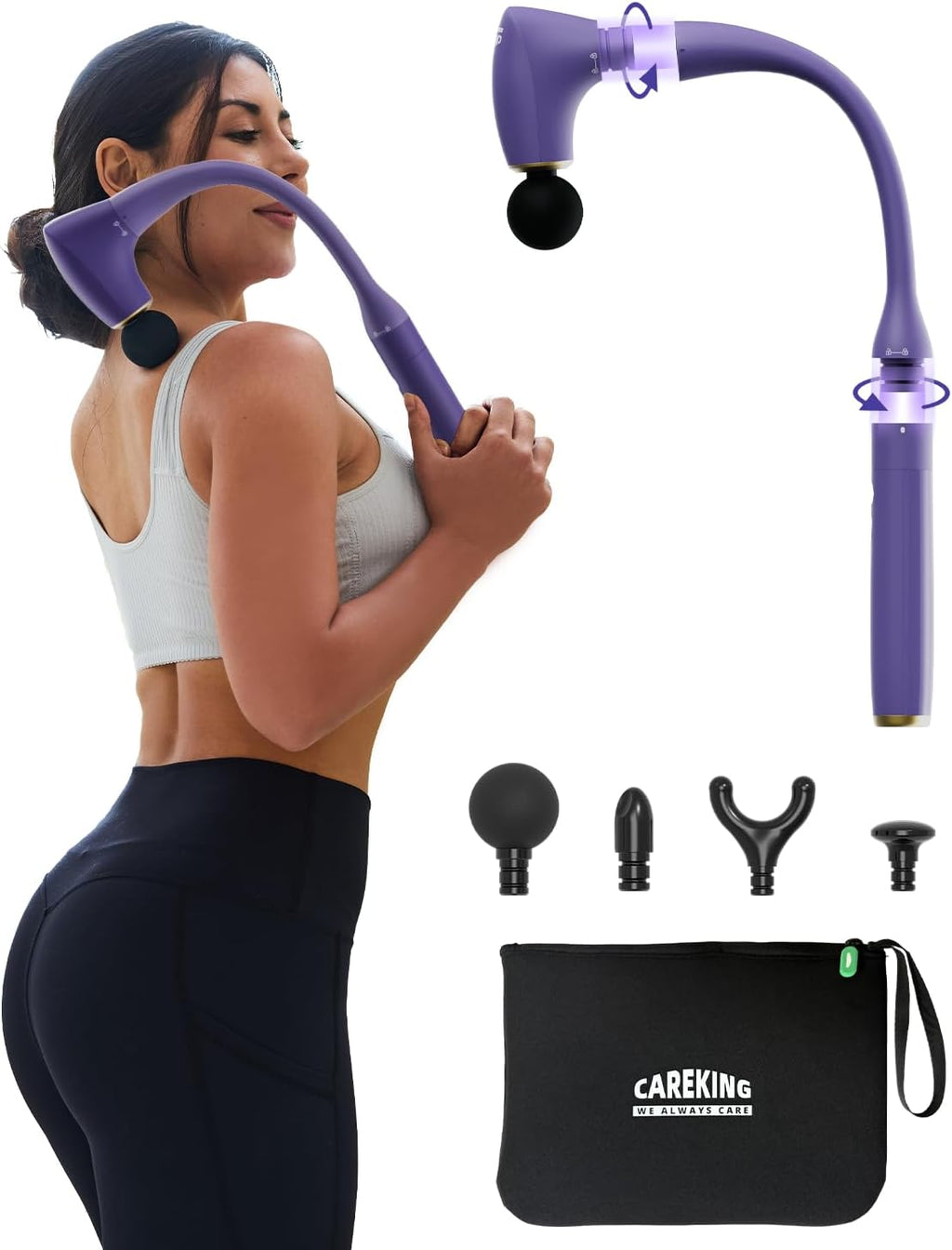 CAREKING Pistola de masaje muscular desmontable 2 en 1 de tejido pr...