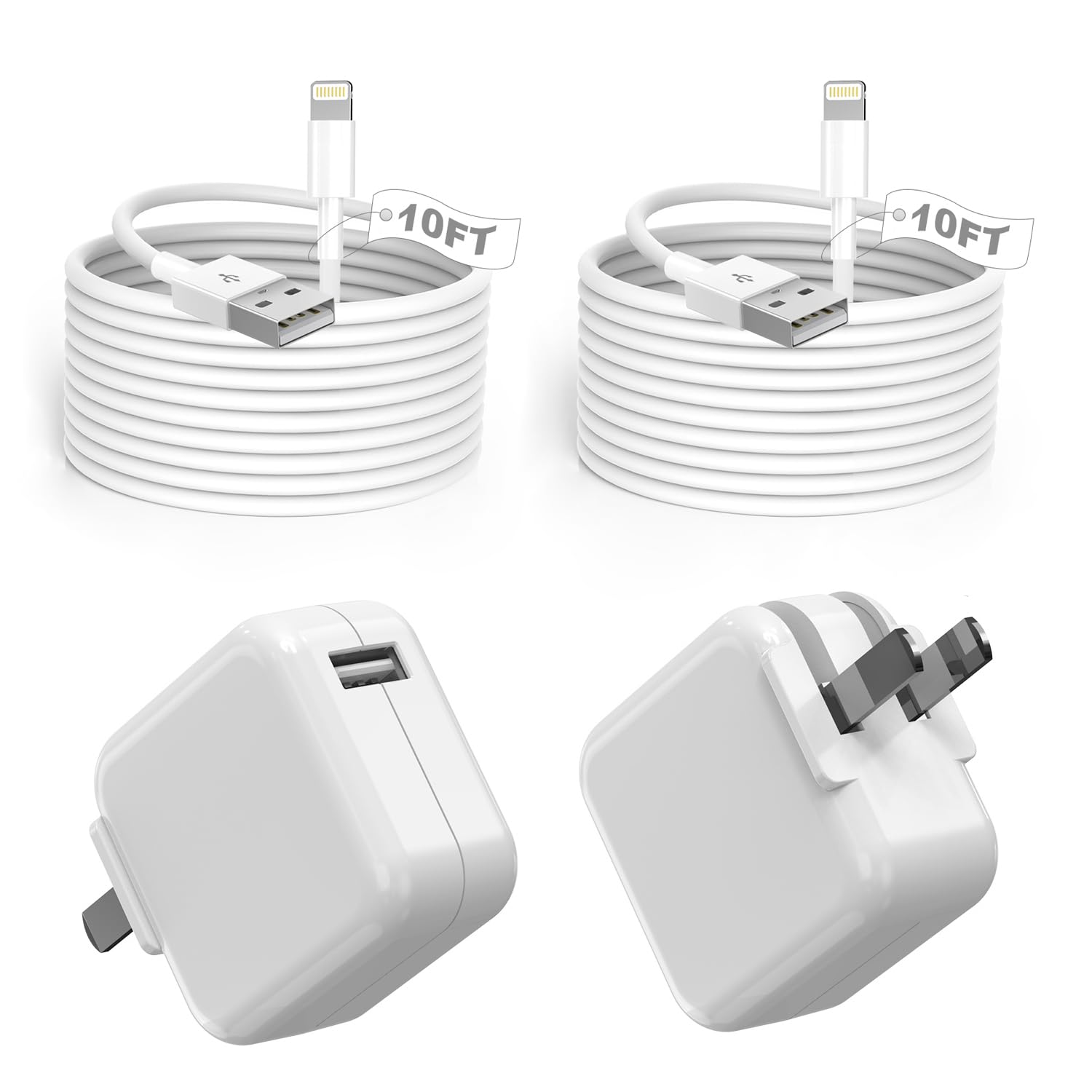 Paquete de 2 cargadores para iPad, cable de carga rápida de 10 pies...