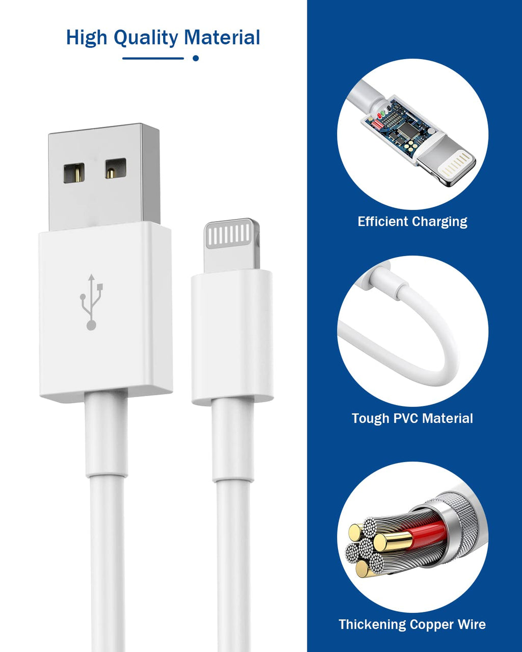 Cable de carga para iPhone de 6 pies, [Certificado MFi de Apple] Pa...