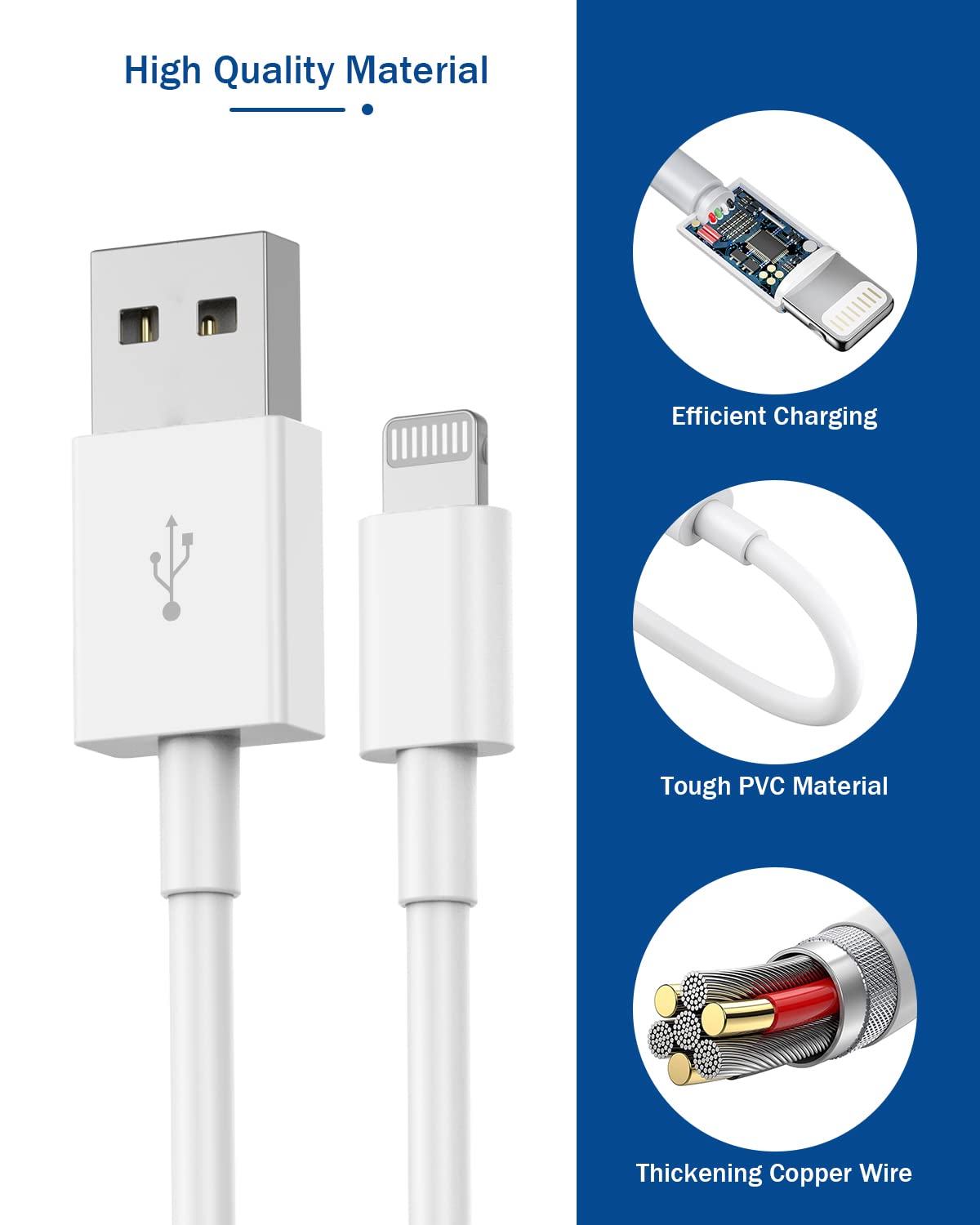 Cable de carga para iPhone de 6 pies, [Certificado MFi de Apple] Pa...