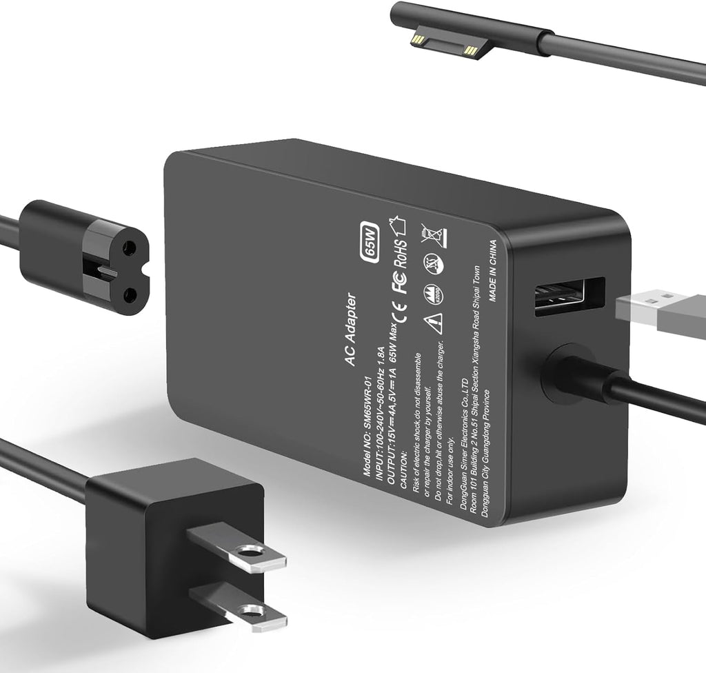 Cargador para laptop Surface Pro de 65 W compatible con Microsoft S...