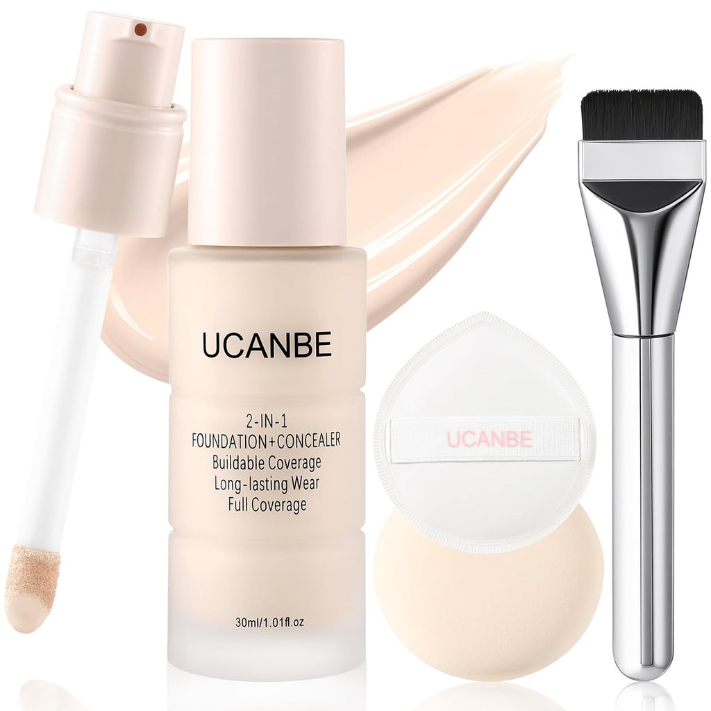 UCANBE Base líquida y corrector 2 en 1, base de maquillaje de cober...