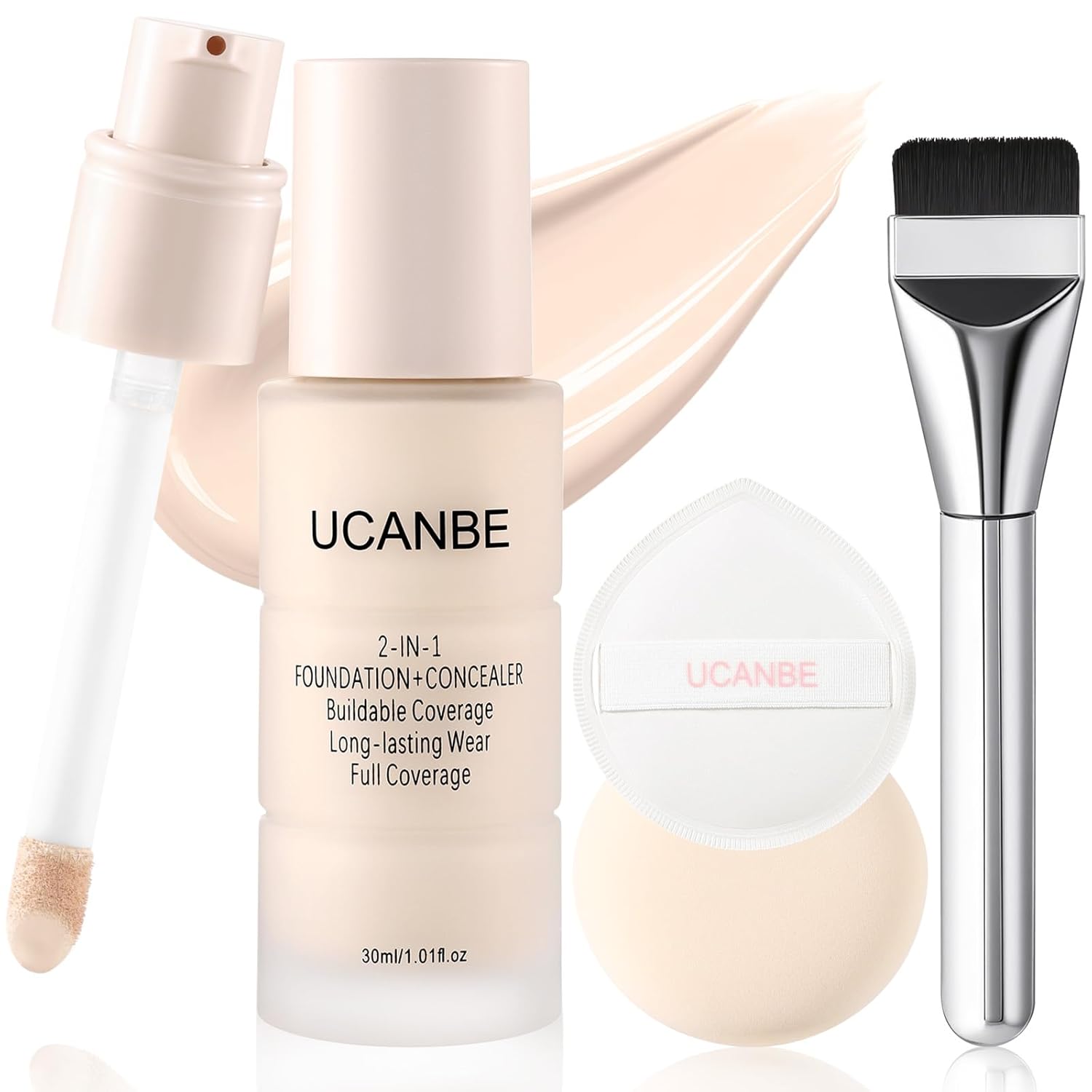UCANBE Base líquida y corrector 2 en 1, base de maquillaje de cober...