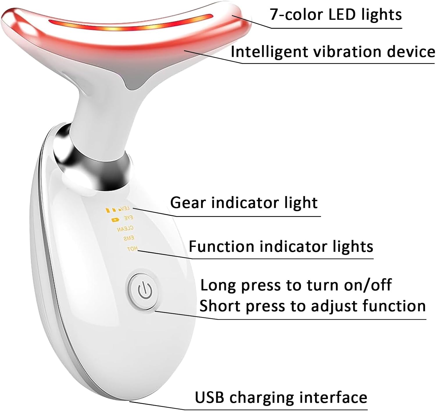Dispositivo | Terapia de luz roja 7 en 1 para cara y cuello, 7 colo...
