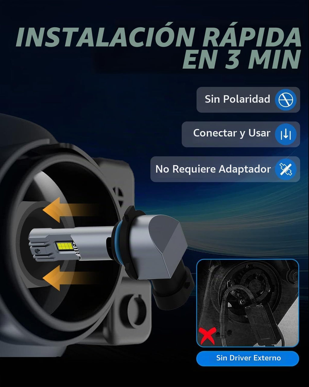 TechWizHub Bombillas LED 9006\/HB4, 600% súper brillantes 24000LM 6...
