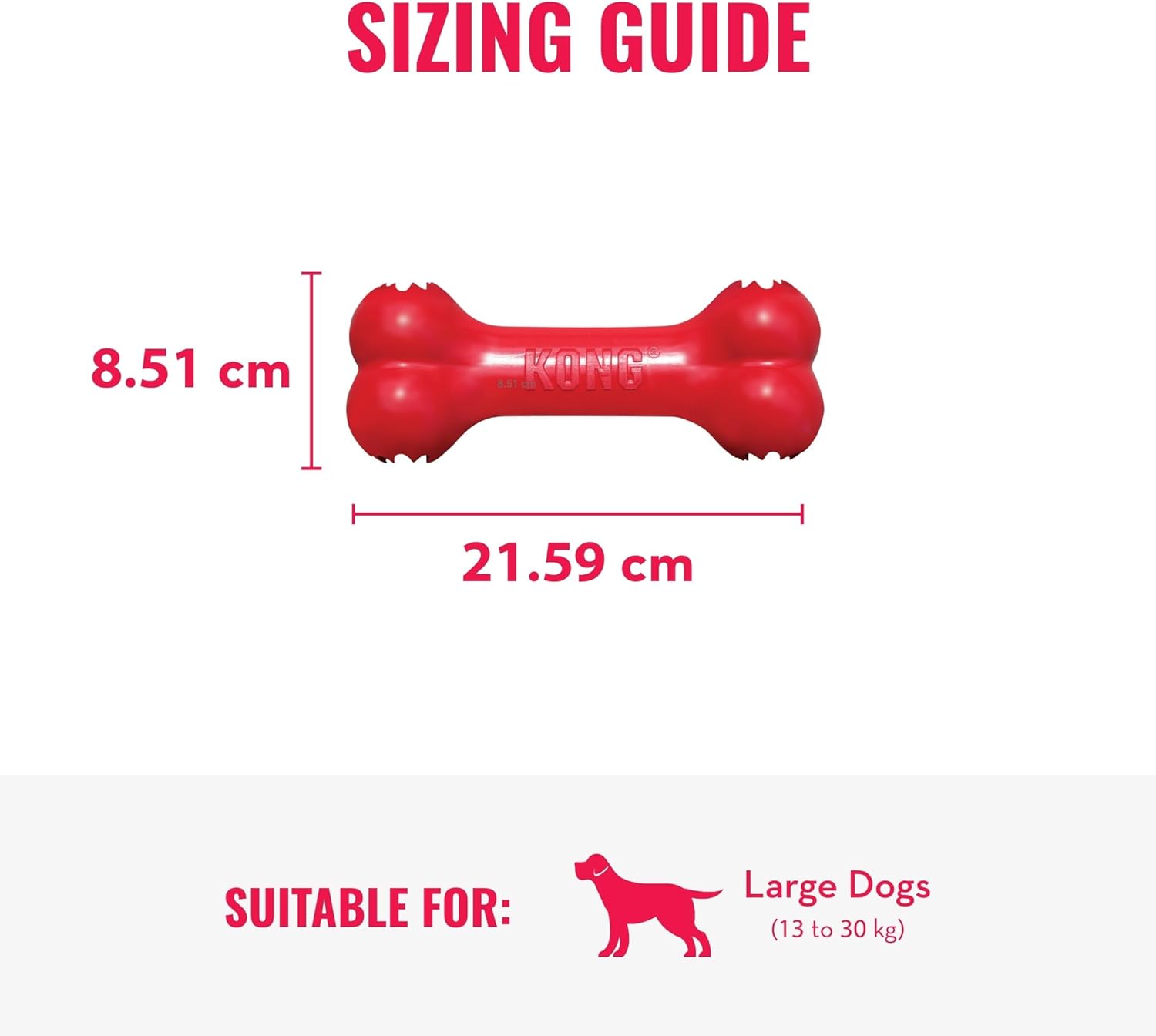 KONG Goodie Bone - Hueso de perro clásico de goma natural duradero,...
