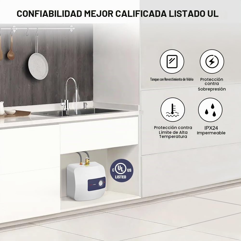 Calentador de agua con tanque eléctrico ThermoMate, 8.0 galones de...