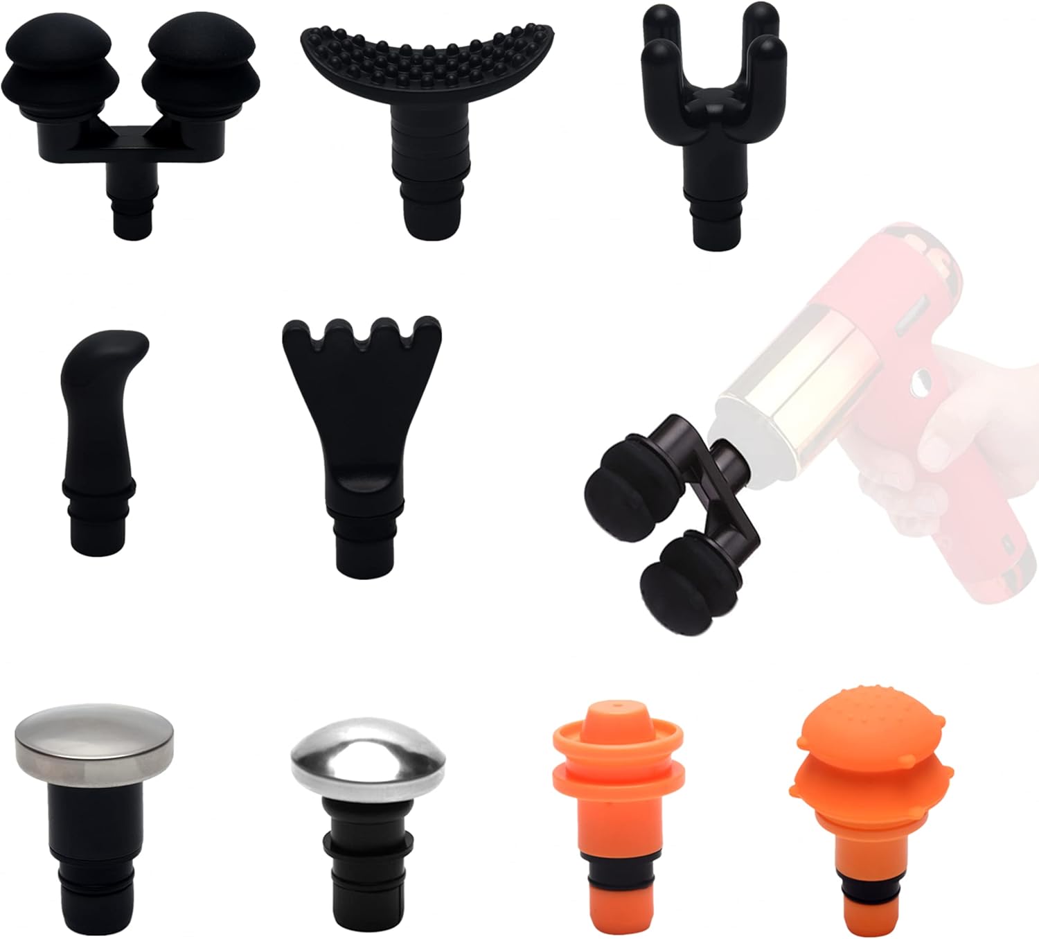 9 cabezales de pistola de masaje reemplazables, accesorios muscular...