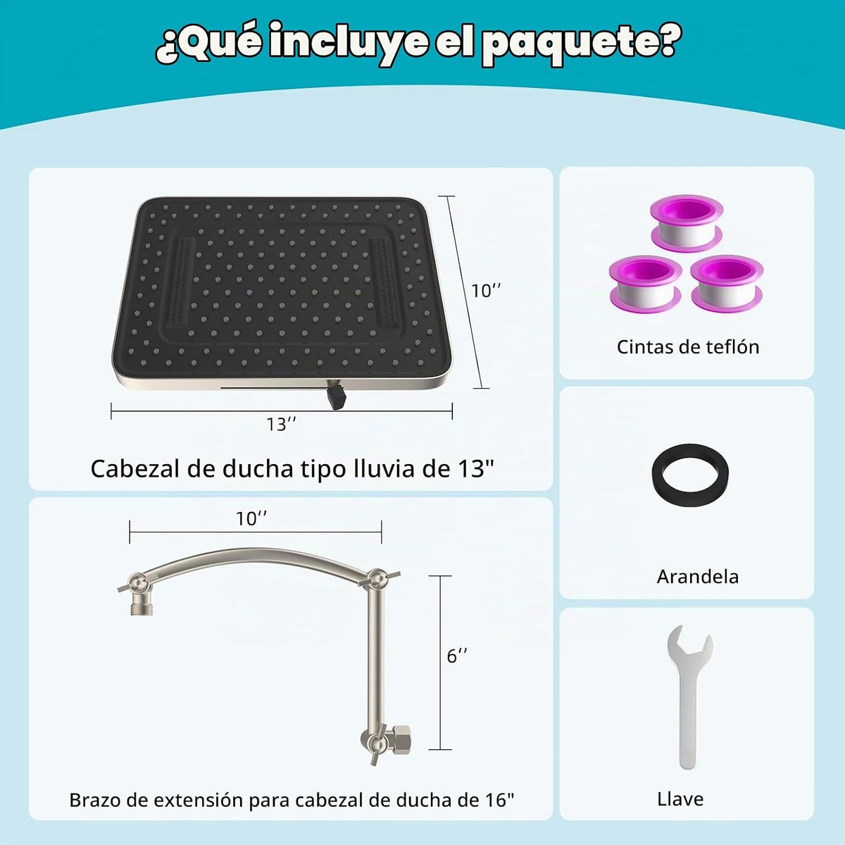 Hibbent Cabezal de ducha de lluvia, 13'' lluvia de alta pre...