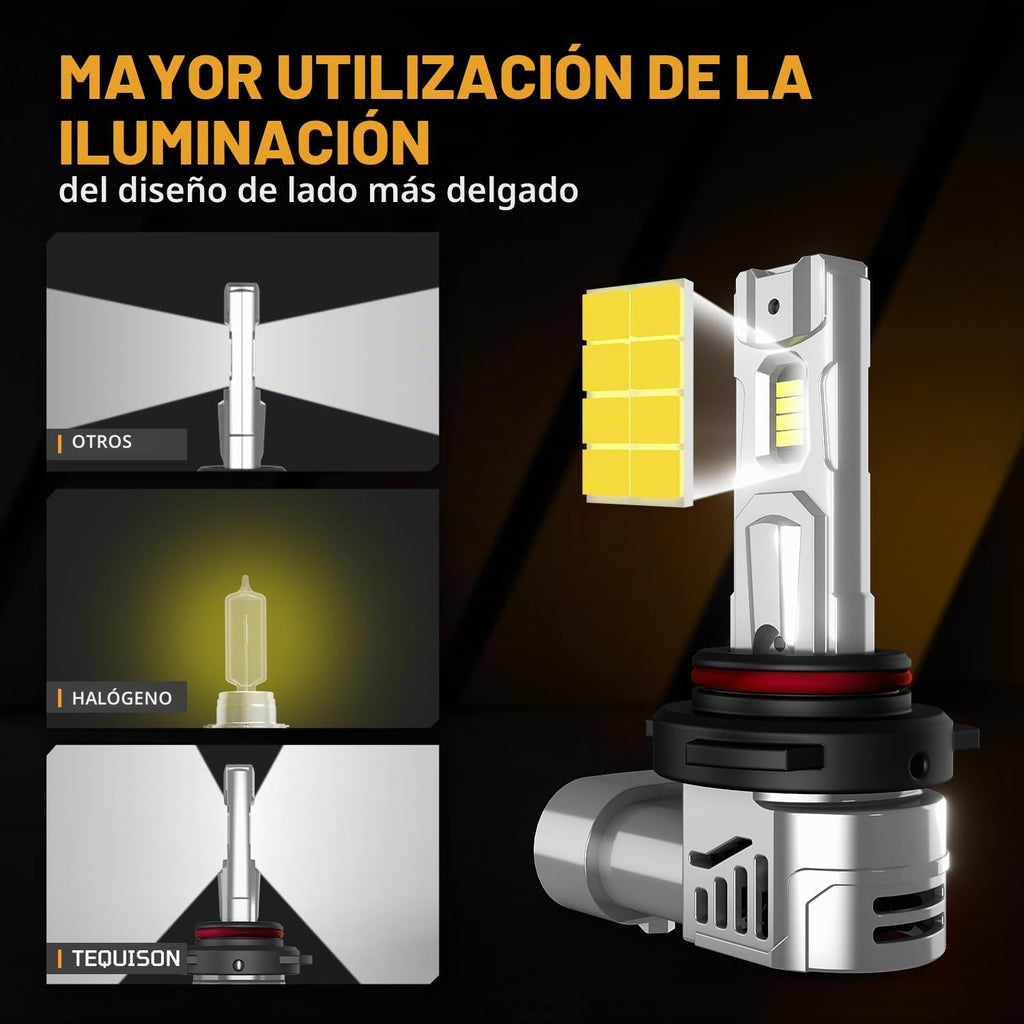 Tequison - Bombillas 9005\/HB3, 50000 lm ultra brillantes 6500 K bl...