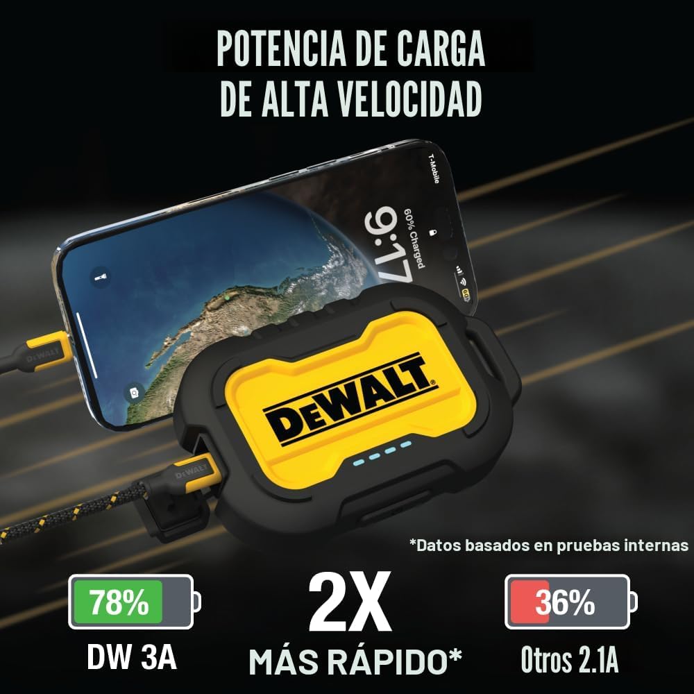 DEWALT Cargador portátil resistente, banco de energía, paquete de b...