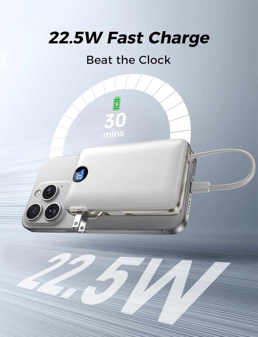 Cargador portátil de 50000 mAh con cables integrados y enchufe de p...