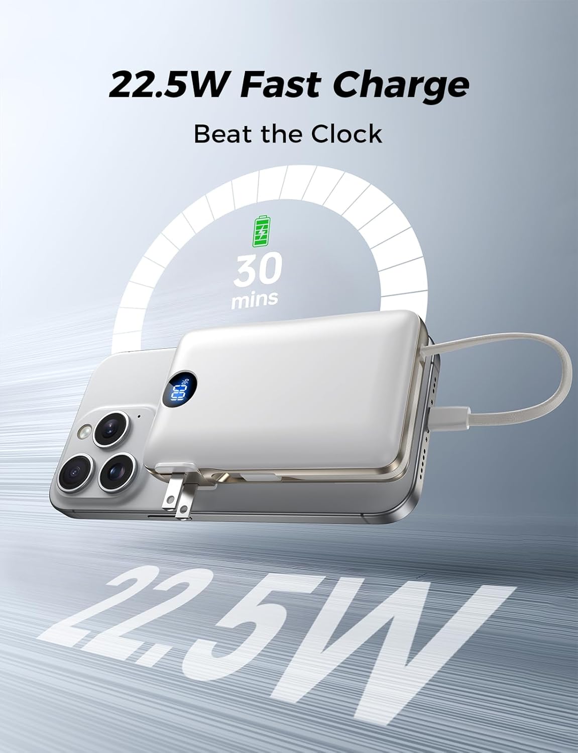 Cargador portátil de 50000 mAh con cables integrados y enchufe de p...