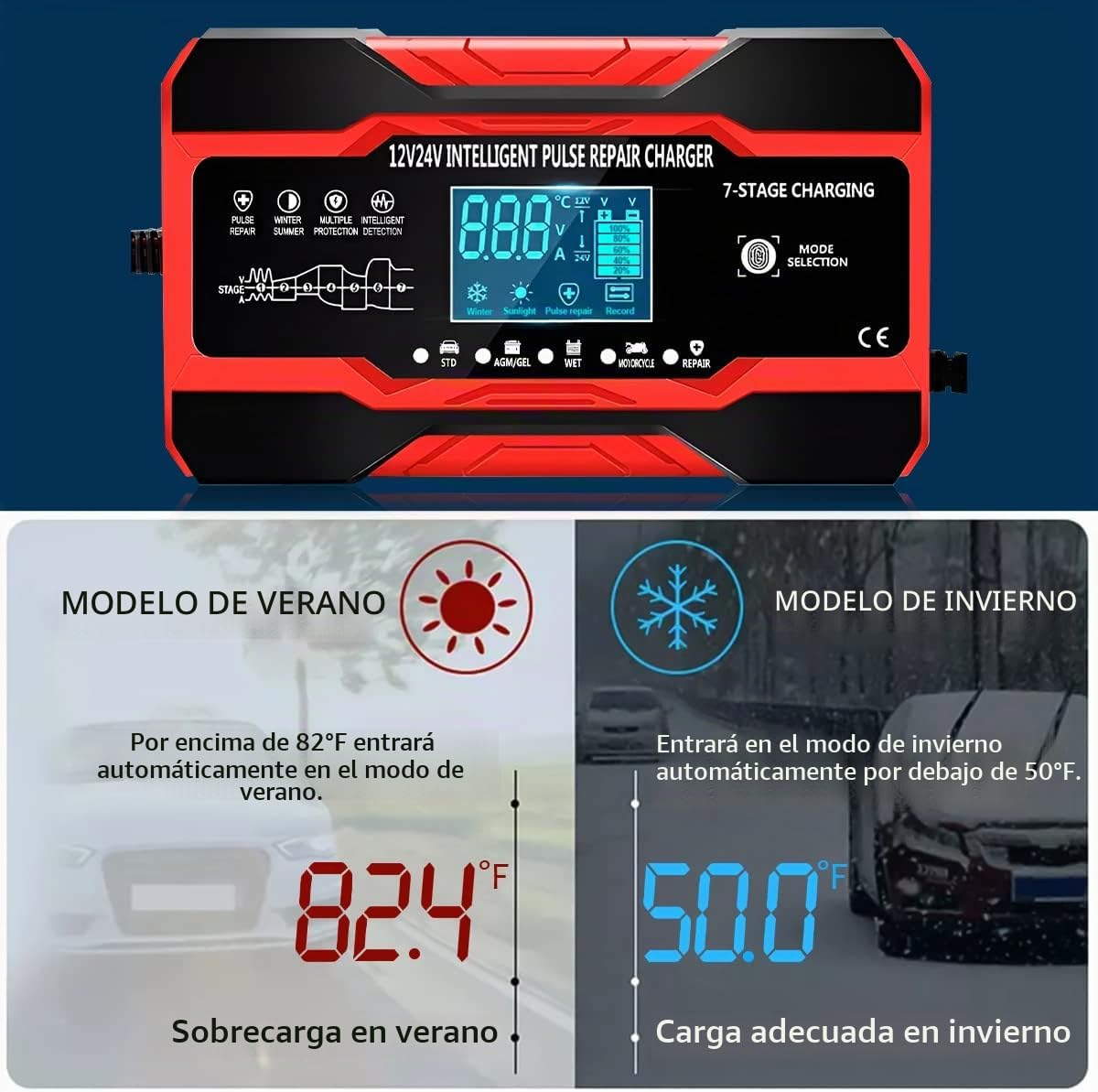 Cargador de batería de coche de 10 amperios, desulfator de batería...