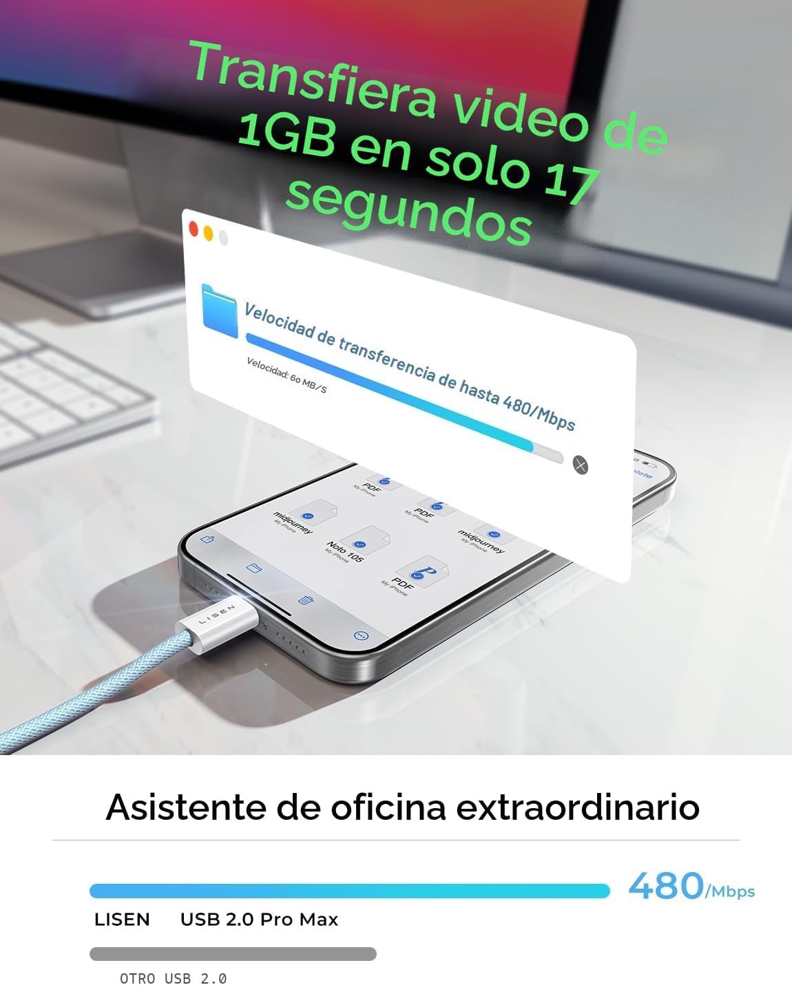 LISEN Cable USB C, Paquete de 5 [3.3\/3.3\/6.6\/6.6\/10 PIES] Cable...