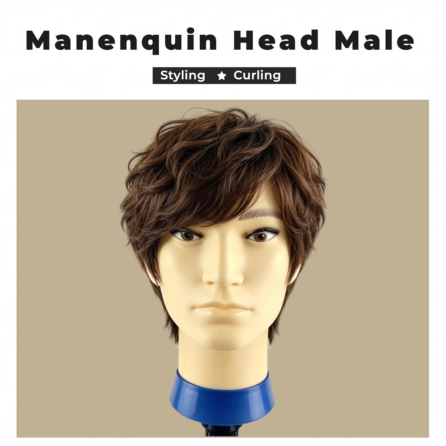 Cabeza de maniquí para hombre con cabello humano, cabeza de maniquí...