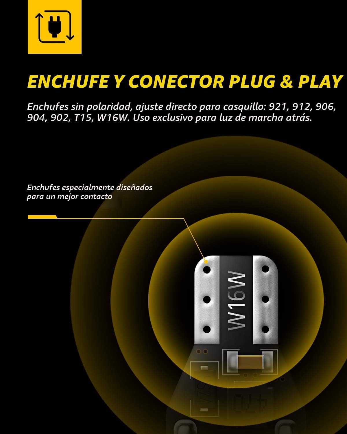 AUXITO Bombilla LED 912 921 para luz de respaldo, luces de marcha a...