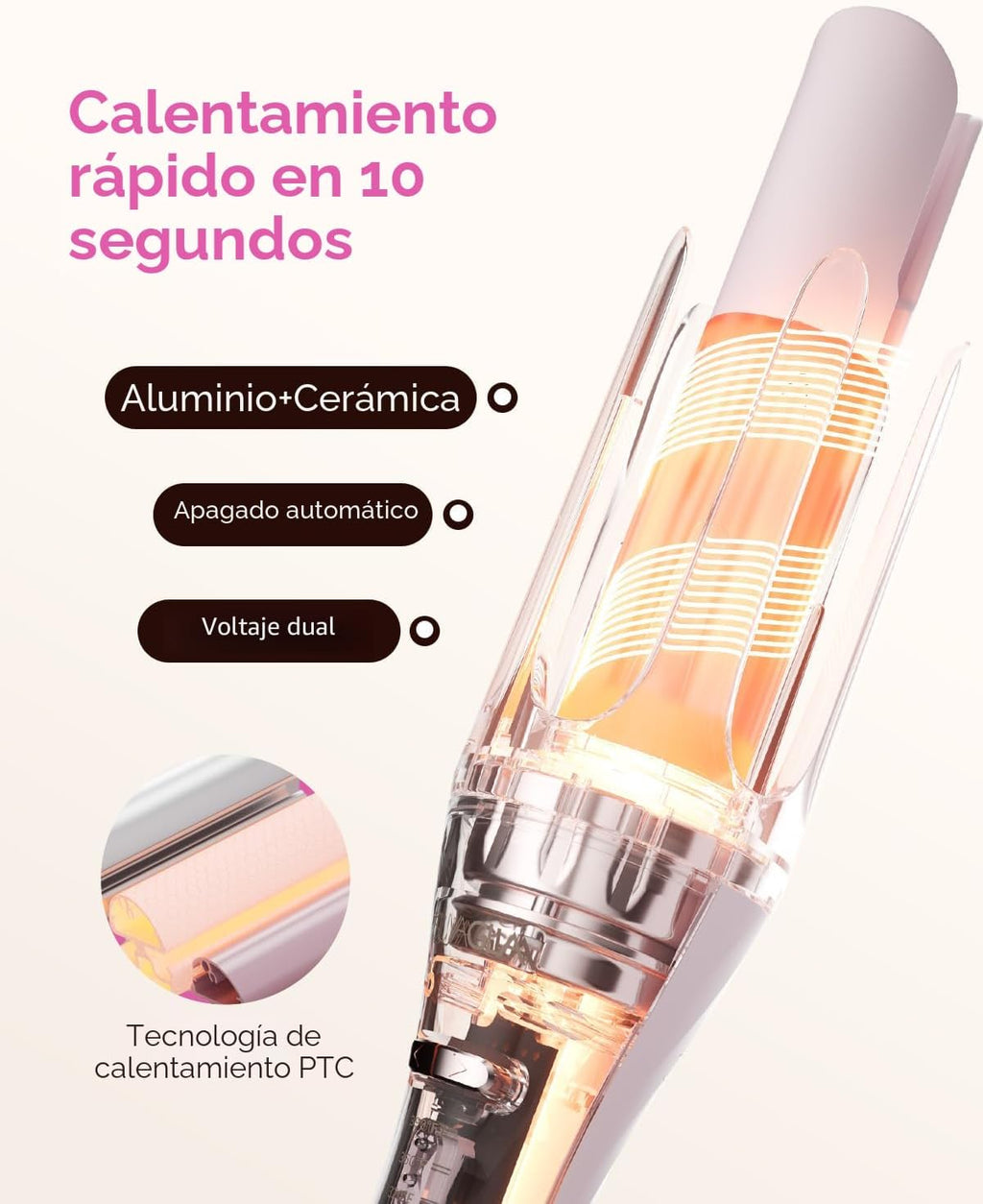 Juego de rizador automático 5 en 1 con cilindros intercambiables -...