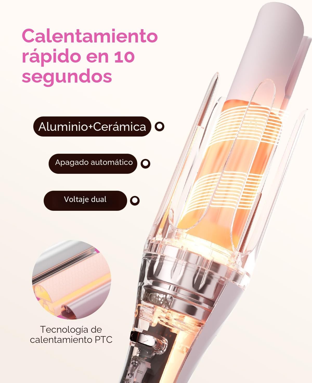 Juego de rizador automático 5 en 1 con cilindros intercambiables -...