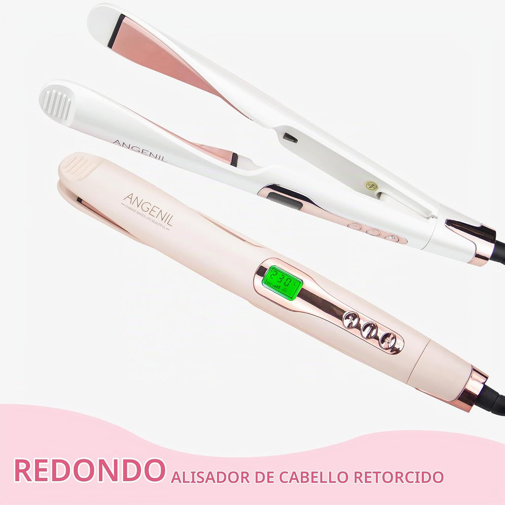 ANGENIL Alisador y rizador de cabello profesional 2 en 1, plancha p...