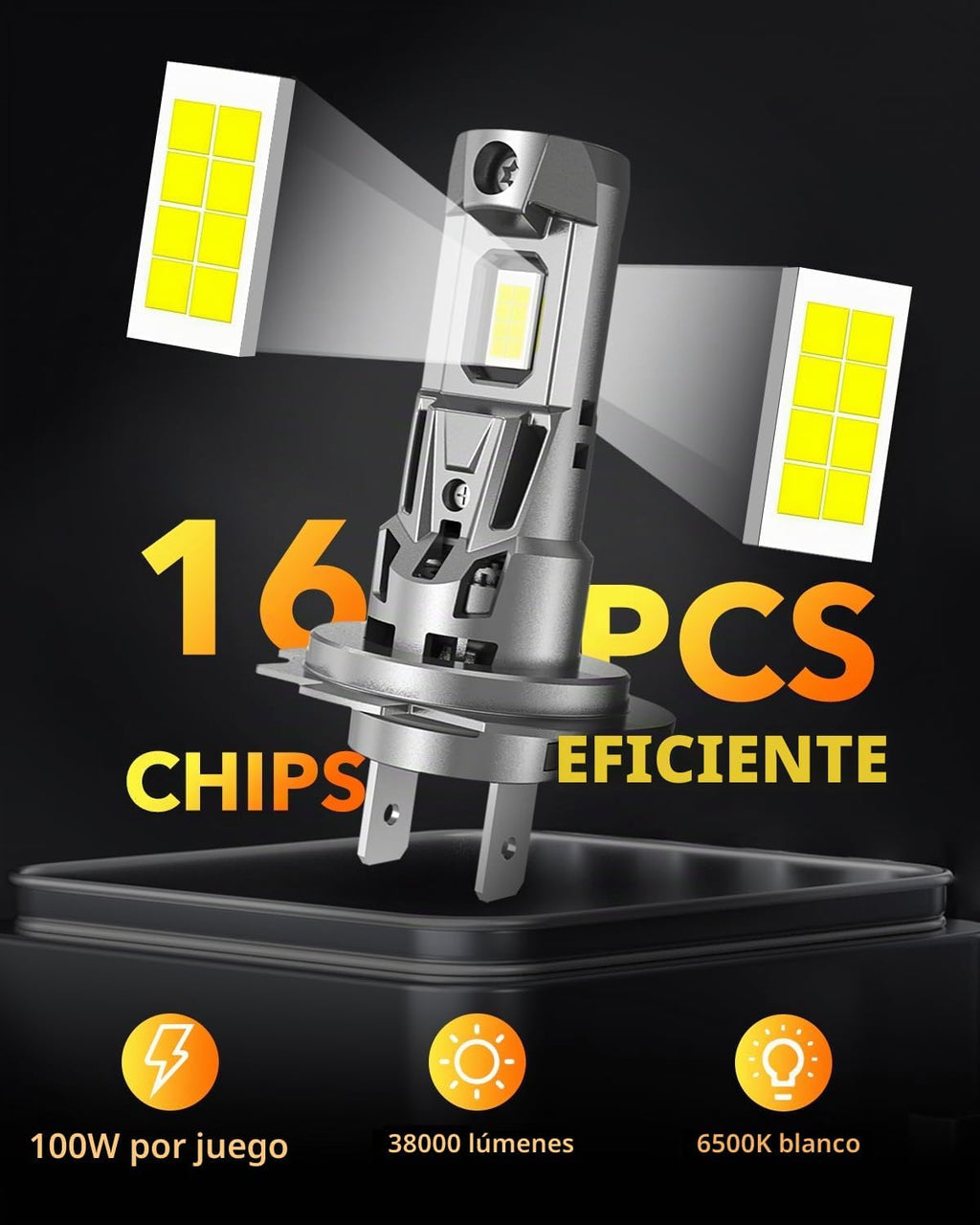 OXILAM Bombillas H7 de 6500 K, color blanco, 38000 lm, 800% luces a...