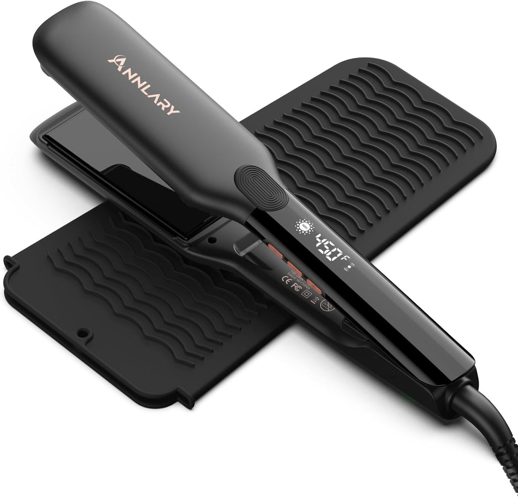 Annlary Plancha de pelo de 1.75 pulgadas con bolsa de silicona resi...
