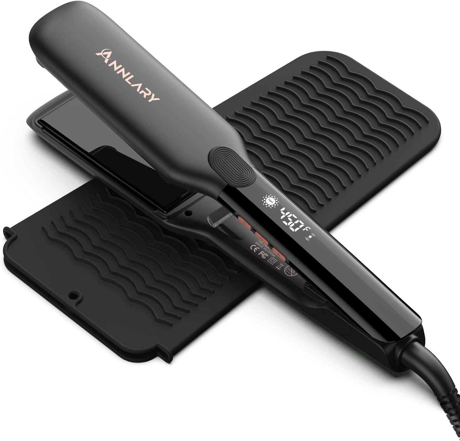 Annlary Plancha de pelo de 1.75 pulgadas con bolsa de silicona resi...