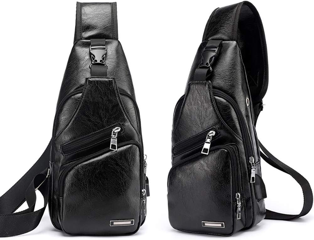Peicees Bolso bandolera de cuero para hombre, bolso cruzado para el...