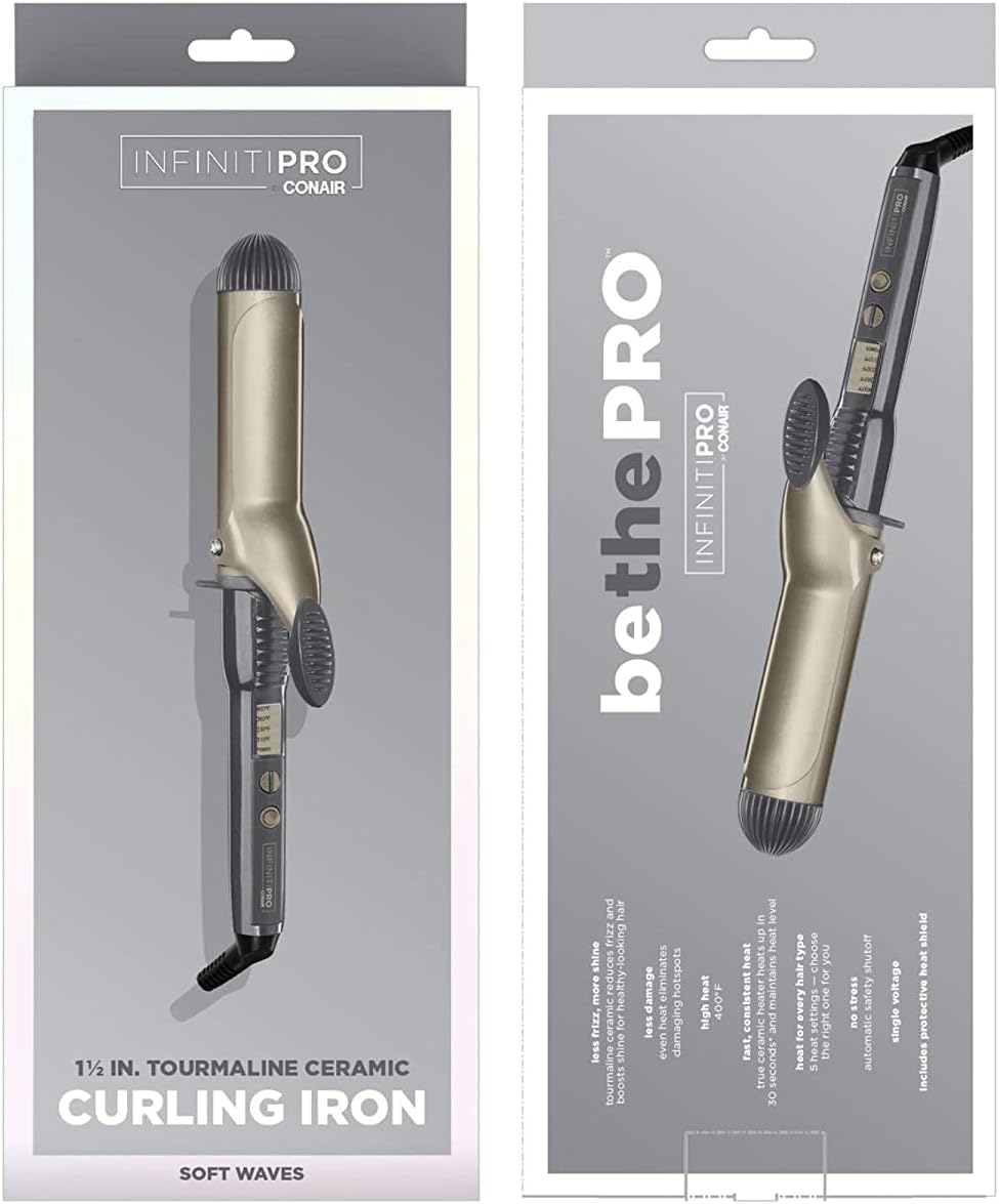 Rizador profesional Conair Infiniti de cerámica turmalina, Negro