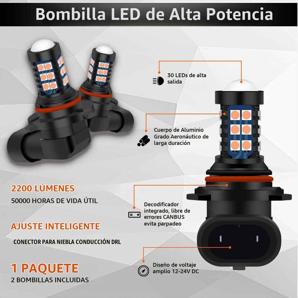 GLOFE 9005 9006 HB3 HB4 Bombillas LED Rosa Púrpura H10 Luz Antinieb...