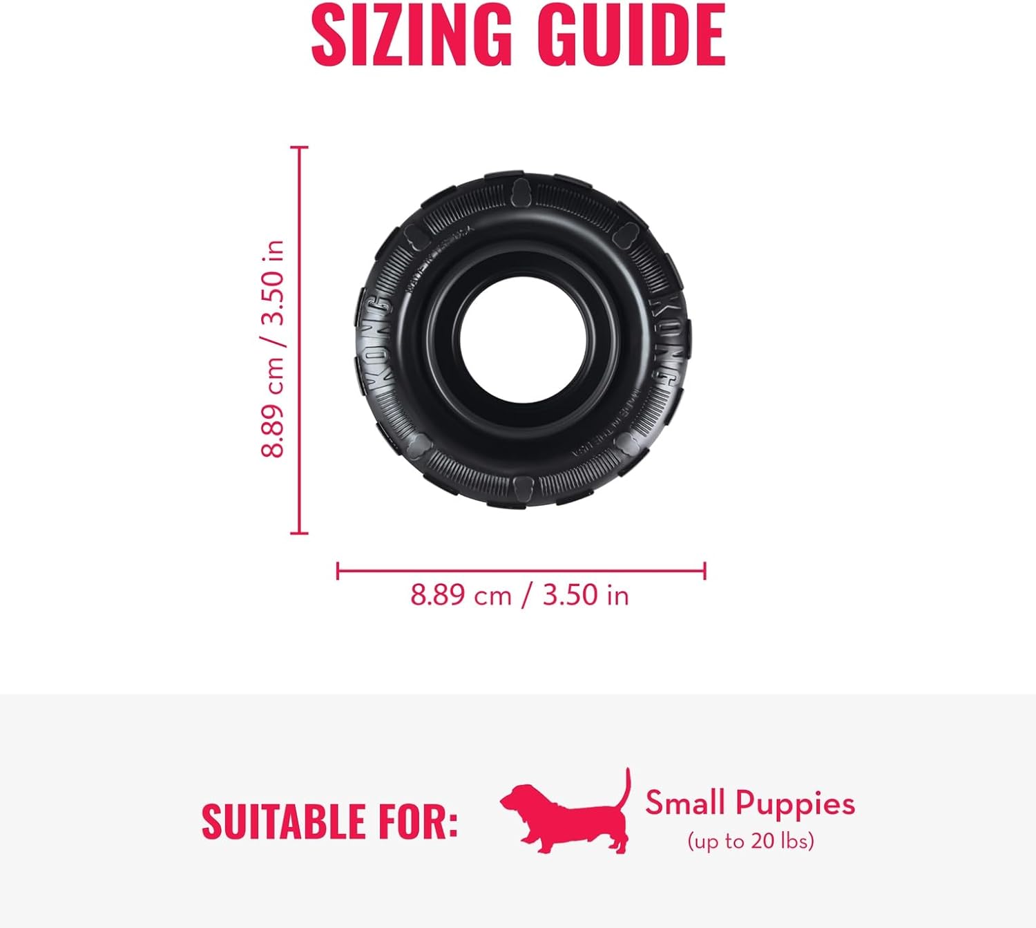Juguete para perros en forma de neumático, de KONG, S, Negro