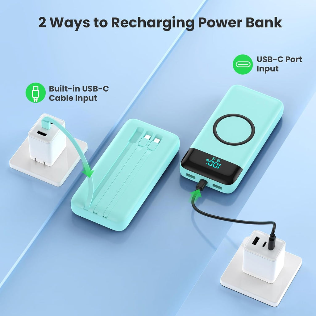 Cargador Portátil Inalámbrico de 40800mAh para iPhone con 3 Cables...