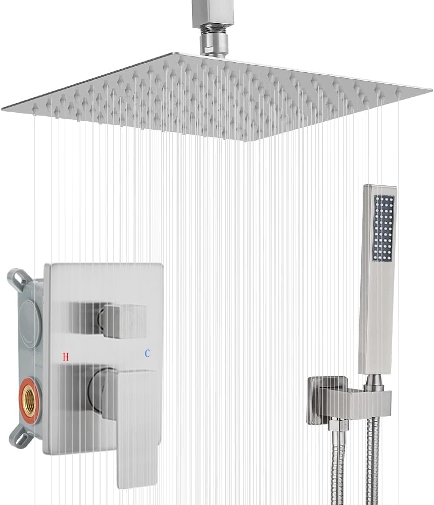 Heable - Sistema de ducha de níquel cepillado para baño, juego comb...