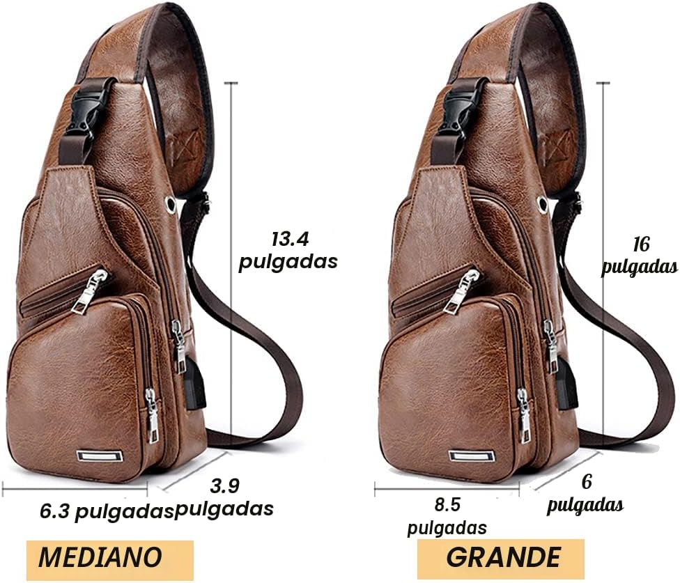 Peicees Bolso bandolera de cuero para hombre, bolso cruzado para el...