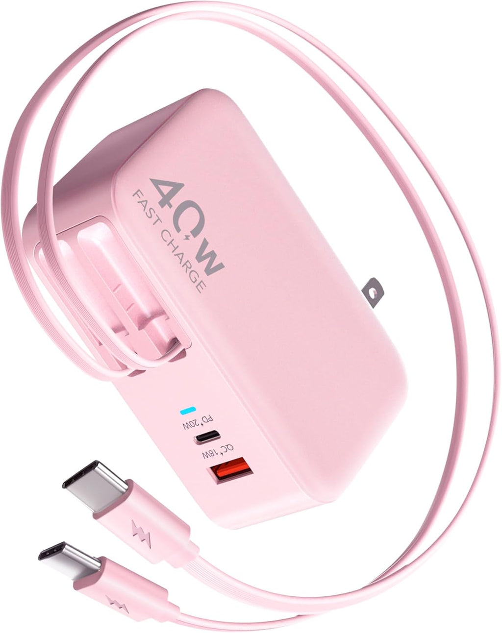 Cargador USB C retráctil de pared con cables tipo C de 35.5 pulgada...