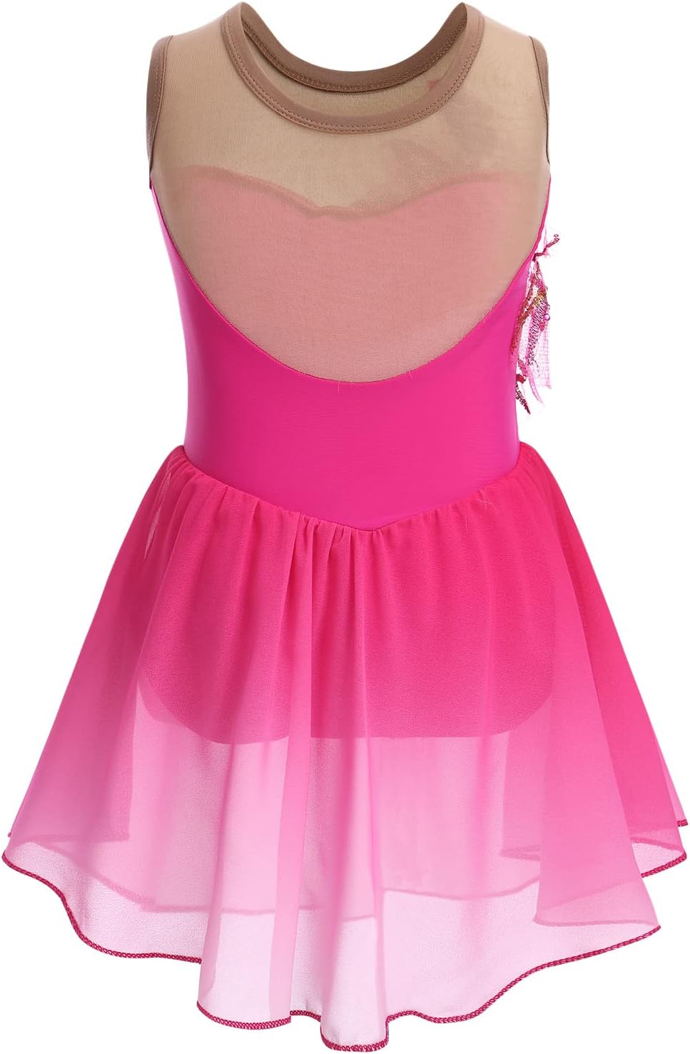 Vestido de patinaje artístico sobre hielo para niñas, lentejuelas b...