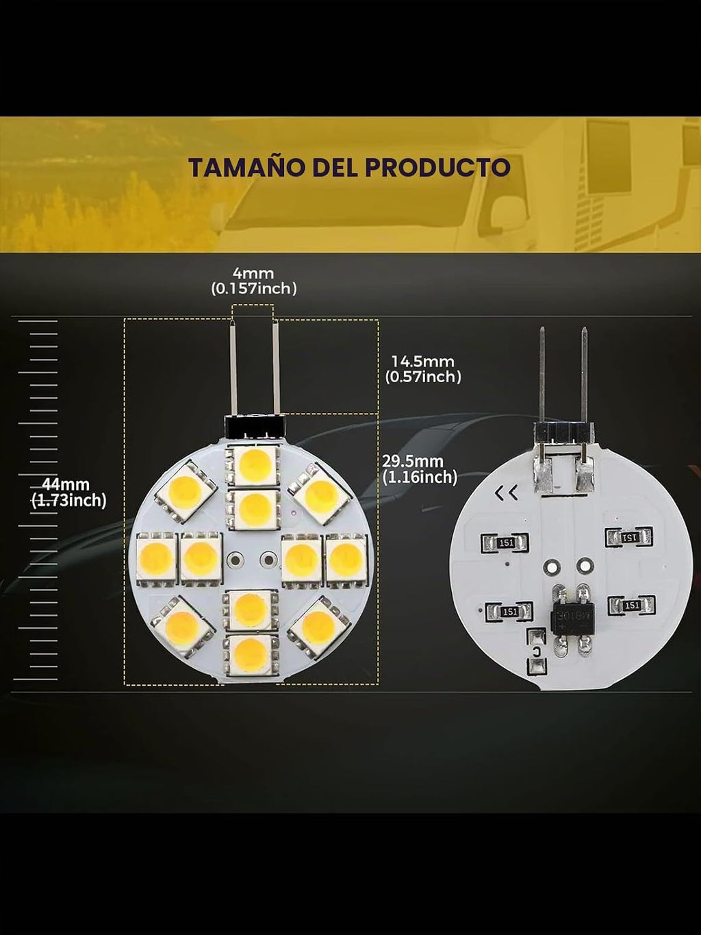 YM E-Bright Paquete de 12 bombillas LED G4 con base de pasador late...