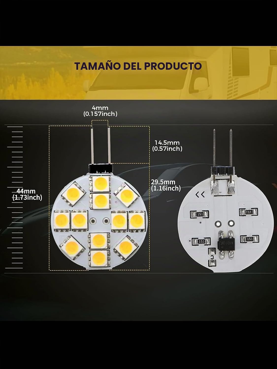 YM E-Bright Paquete de 12 bombillas LED G4 con base de pasador late...