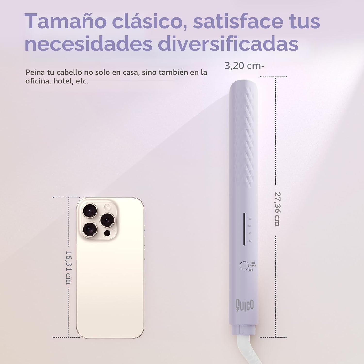 Quico Plancha para el cabello, alisadora de cabello de viaje global...