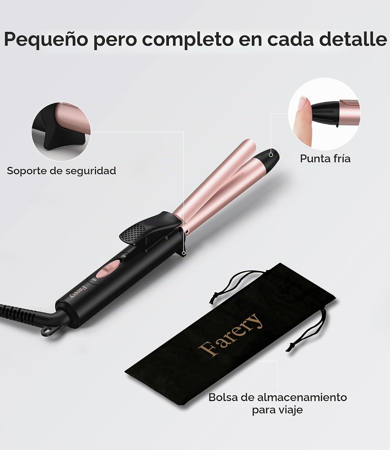 Rizador de tamaño de viaje de doble voltaje 100-240V, mini rizador...